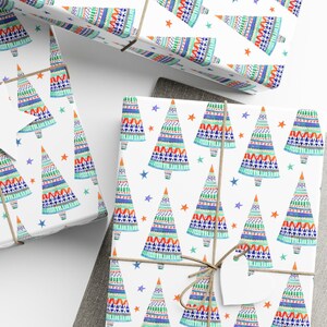 Nordic Christmas Wrapping Paper, Christmas Tree Gift Wrap, Scandinavian Aesthetic, Wrapping Paper Rolls, Holiday Gift Wrap, Eco Friendly