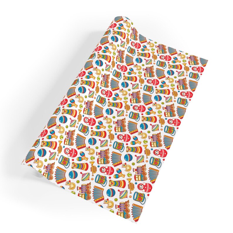 Retro Baby Gift Wrap, Baby Birthday Wrapping Paper, Young Children's Gift Wrap with Retro Toys, New Baby Wrapping, Baby Shower Gift Wrap image 7