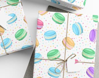 Macaroons Wrapping Paper, Festive Gift Wrap, Wrapping Paper Rolls, 3 Sizes