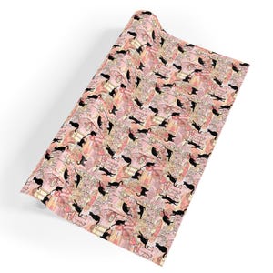 Gift Wrap with Cats In Paris, Pink Wrapping Paper with Black Cats, Premium Paper image 7