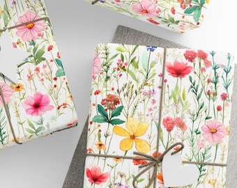 Wild Flowers Gift Wrap, Floral Wrapping Paper, Wrapping Paper Rolls, 3 Sizes Available