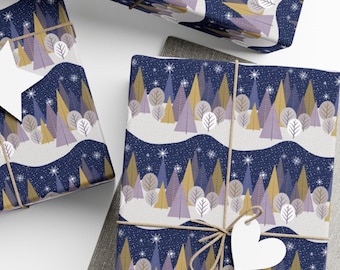 Christmas Scene Gift Wrap, Scandinavian Design, Winter Holiday Wrapping Paper, Premium Paper, Wrapping Paper Rolls, 3 Sizes