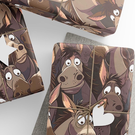 Jackass Wrapping Paper, Joke Gift Wrap, Funny Gift Wrap, Donkey Gift Wrap, Stubborn Mule Gift Wrap, Wrapping Paper Rolls