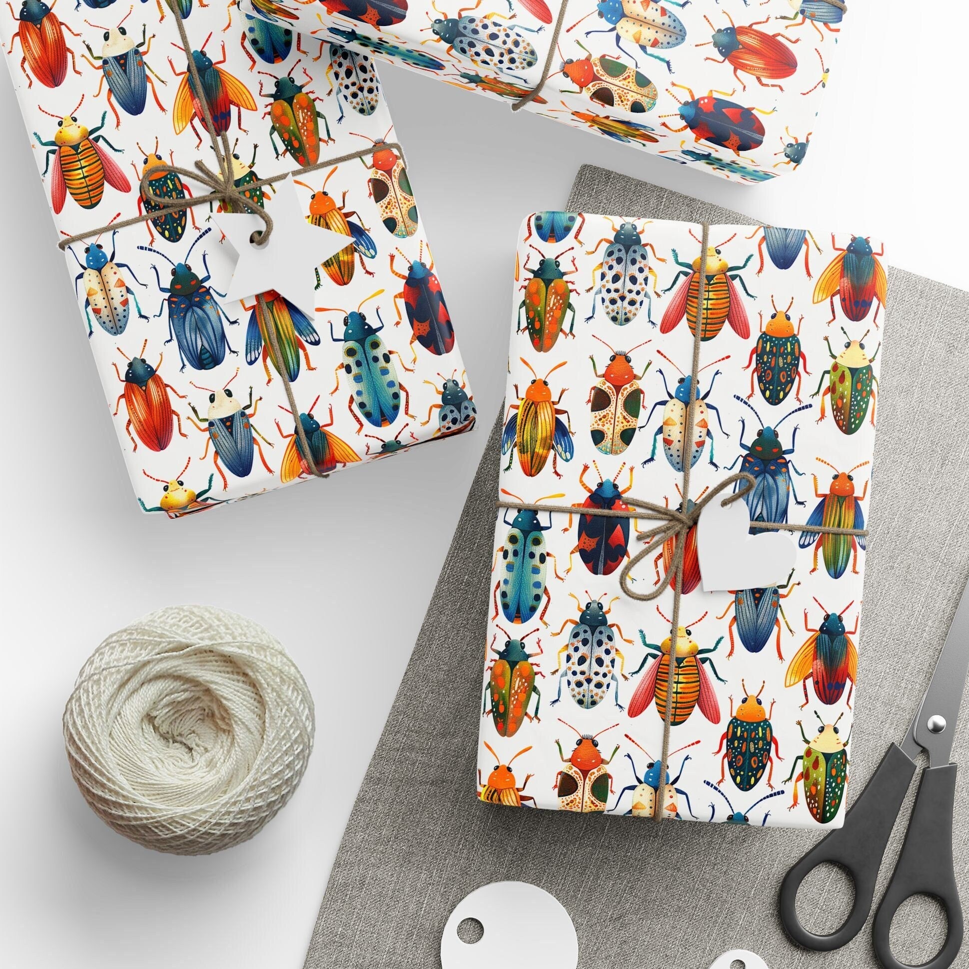 Colorful Bugs Wrapping Paper, Insects Gift Wrap, Fun Gift Wrap ...