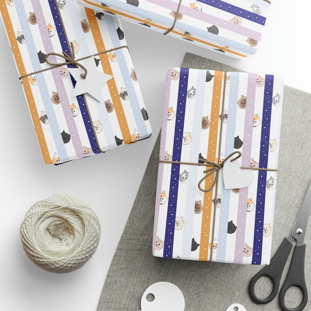 Peekaboo Cats Wrapping Paper, Birthday Wrapping Paper, Cute Cats Gift
