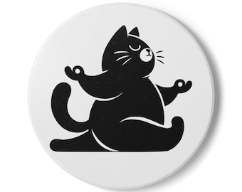 Yoga Cat Set of 4 Coasters, Ceramic Cat Coasters, Cat Lover Gift, Cat Mom Gift, Birthday Gift, Housewarming Gift, Coaster Sets
