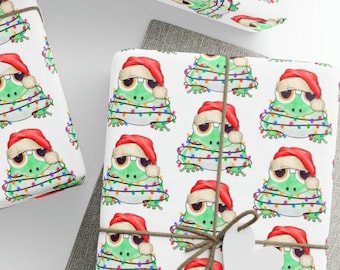 Frog Santa Christmas Gift Wrap, Funny Christmas Wrapping Paper, Fun Holiday Gift Wrap, Wrapping Paper Rolls, Eco Friendly Wrap, 3 Sizes