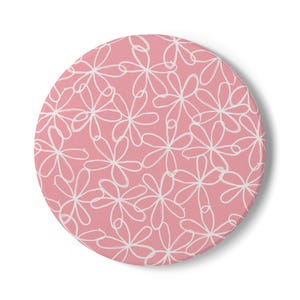 Pink Retro Ceramic Coaster, Light Pink Coasters with Daisies Design, Pink Home Decor, Floral Coaster Sets, Round and Square Coasters