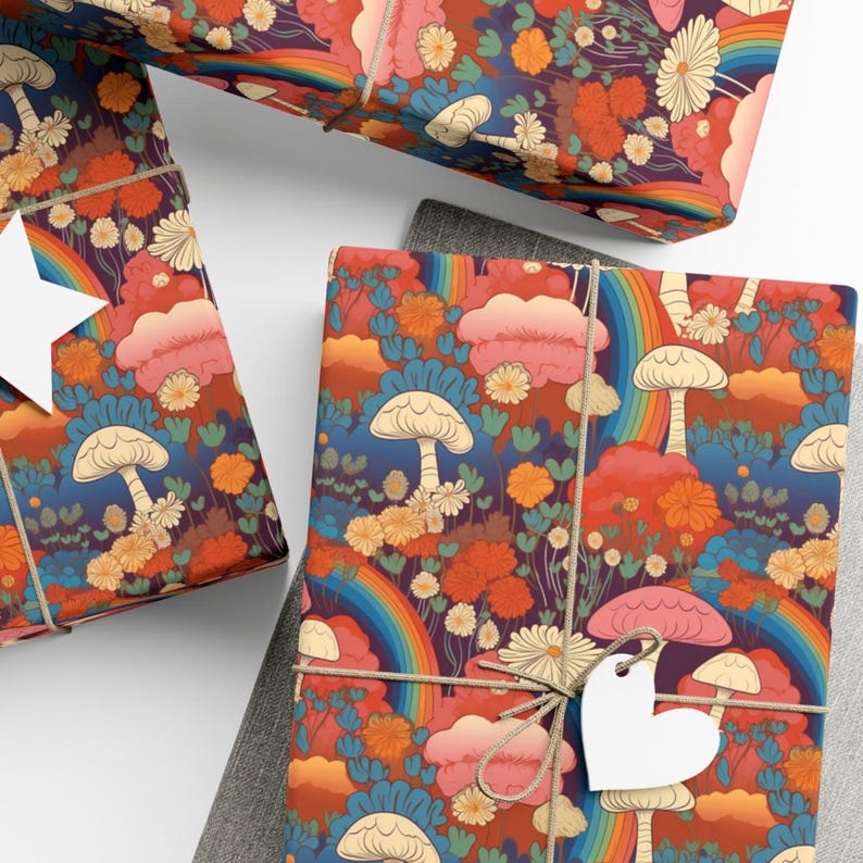 Retro Mushroom Wrapping Paper
