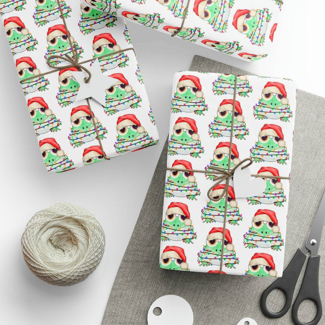 Frog Santa Christmas Gift Wrap, Funny Christmas Wrapping Paper, Fun Holiday Gift Wrap, Wrapping