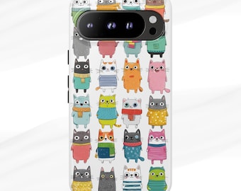 Cats Phone Case, Cute Kawaii Cats Protective Cover, Google Pixel Phone Cases, Tough Phone Case, Samsung & iPhone Cases Available