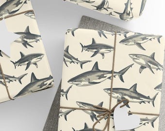 Shark Wrapping Paper, Premium Paper, Wrapping Paper Rolls, 3 Sizes Available