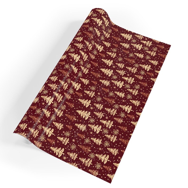 Christmas Wrapping Paper, Gold Christmas Trees Gift Wrap, Holiday Gift Wrap, Wrapping Paper Rolls, Eco Friendly, 3 Sizes Available image 7