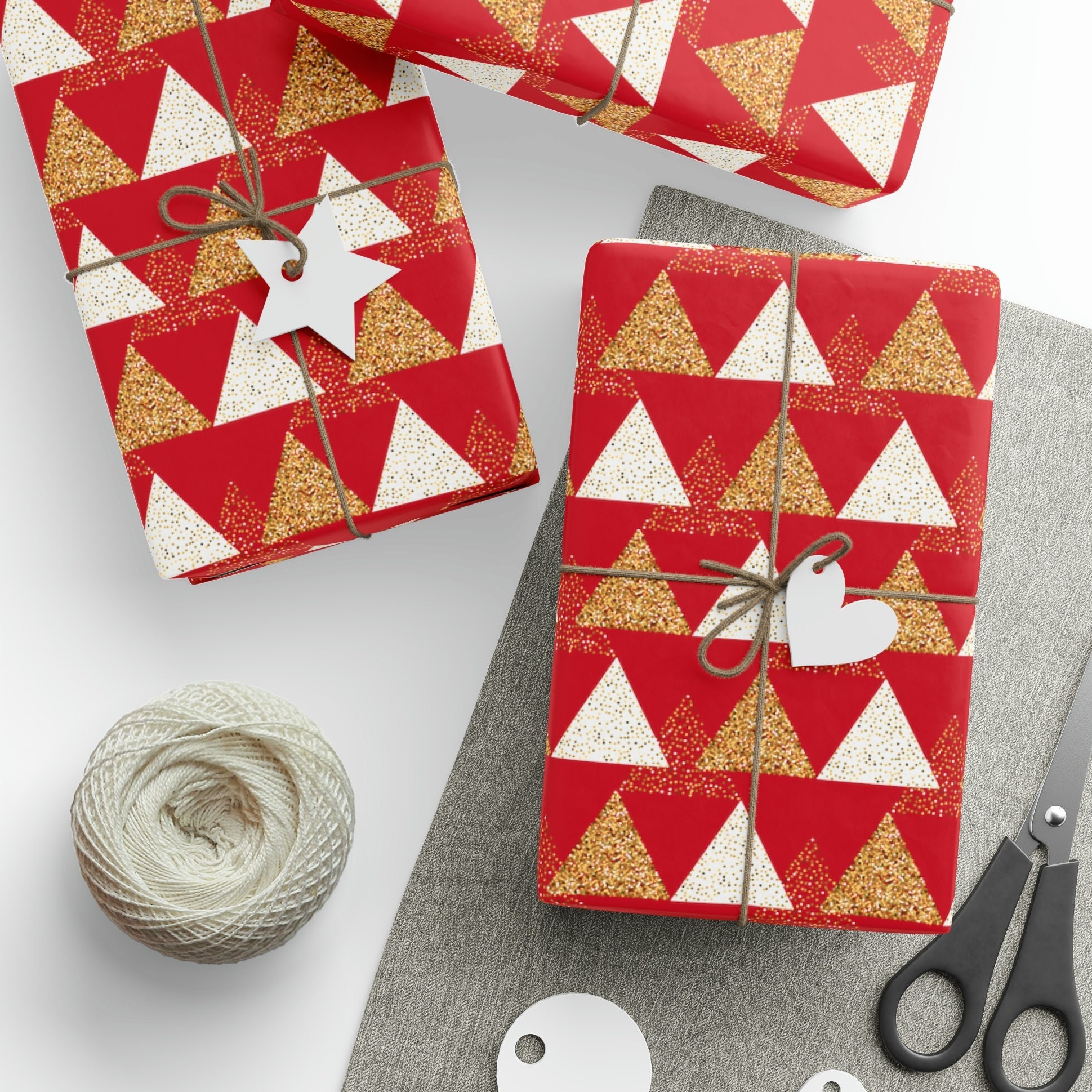 Christmas Wrapping Paper, Scandinavian Design Gift Wrap, Black and Gold,  Christmas Gift Wrap, Wrapping Paper Roll, Christmas Trees Gift Wrap 