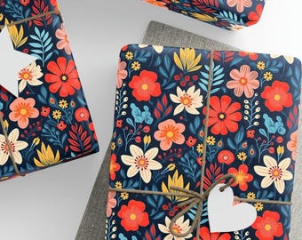 Pretty Flowers Wrapping Paper, Cottage Core Aesthetic, Premium Paper