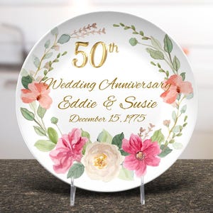 Cadeau du 50e anniversaire, cadeau d'anniversaire d'or, assiette d'anniversaire, cadeau du 50e anniversaire pour les parents, cadeau du 50e pour les mariés, personnalisé
