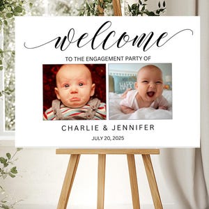 Adorable PRINTED Engagement Party Sign, engagement welcome sign, were engaged sign, engagement decor, printed personalized engagement sign