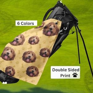 Personalized Pet Golf Towel double sided -  Golf gift - custom pet funny golf towel - Golf Accessory Golfers lovers-  personalize any photo