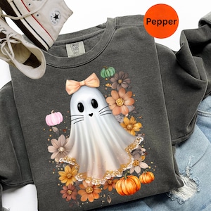 Retro Geist Halloween Sweatshirt, Komfort Farben süßes Halloween Shirt, Katze Halloween Shirt, Komfort Farbe Sweatshirt Shirt, Geist Pullover