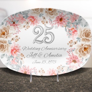 25th anniversary gift , Silver Anniversary, silver platter, custom platter,  wedding anniversary, Silver platter anniversary