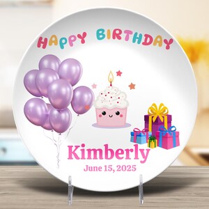 Adorable Girls birthday plate - birthday cupcake plate -first birthday - unbreakable - 1st birthday smash cake- personalized birthday plate