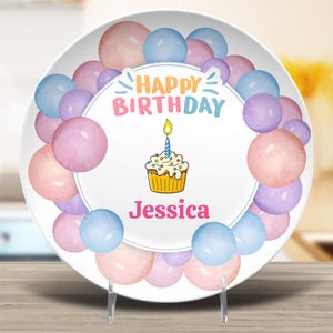 Adorable Girls birthday plate - birthday cupcake plate -first birthday - unbreakable - 1st birthday smash cake- personalized birthday plate