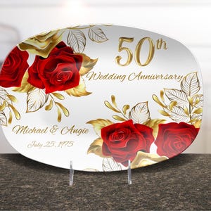 50th anniversary gift , Golden Anniversary, Gold platter, custom photo name date platter,  wedding anniversary, Gift for parents 50th