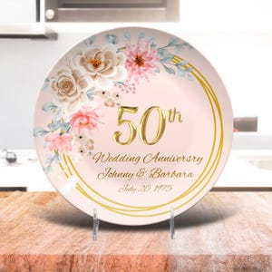 Cadeau du 50e anniversaire, cadeau d'anniversaire d'or, assiette d'anniversaire, cadeau du 50e anniversaire pour les parents, cadeau du 50e pour les mariés, personnalisé