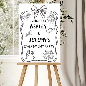 PRINTED Engagement Party Sign, engagement welcome sign, were engaged sign, engagement decor, printed personalized engagement sign,