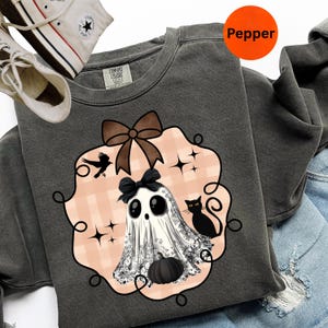 Retro Geist Halloween Sweatshirt, Komfort Farben süßes Halloween Shirt, Vintage Halloween Sweatshirt, Halloween Shirt, Katze Halloween Shirt