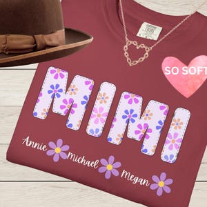 Personalized Mimi Shirt with Grandkids Names,Floral Nana T-Shirt,Mimi Gifts,Custom Kids Names, Grandma Shirt, Custom Nana shirt, Mimi shirt