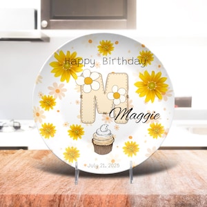 Cute Daisy Girls birthday plate - Daisy cupcake plate -first birthday - unbreakable - 1st birthday smash cake- personalized birthday plate