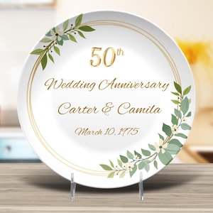 Cadeau du 50e anniversaire, cadeau d'anniversaire d'or, assiette d'anniversaire, cadeau du 50e anniversaire pour les parents, cadeau du 50e pour les mariés, personnalisé