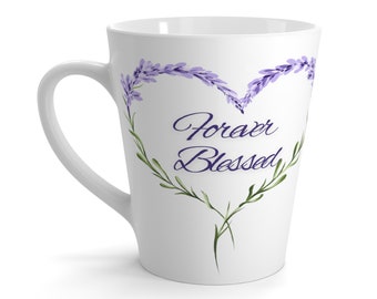 Forever Blessed" Latte Mug - Floral Heart Gratitude Cup