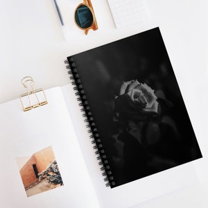 Black Rose Spiral Notebook - Ruled Line| Valentines Gift Idea for Her| Unique Birthday Gift|Floral Notebook for Adults|Writing Diary Journal