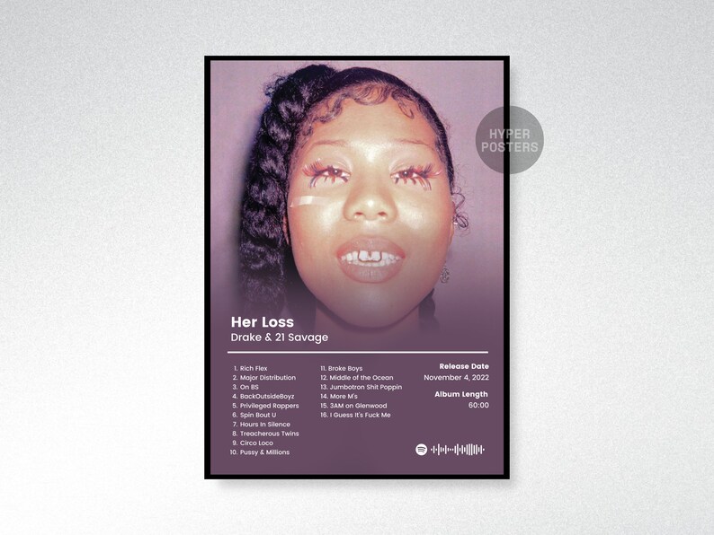Drake Poster / Her Loss Poster / Drake Her Loss Tracklist / Etsy