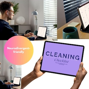 Gentle Cleaning Checklist, ADHD Executive Dysfunction Aid  monthly, yearly, daily (Digital Download PDF)