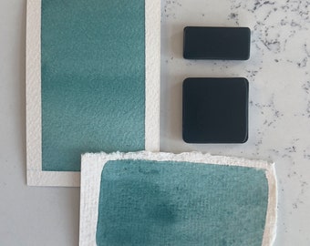 Chrome Green | Handmade Watercolor | Half pan | Quarter pan