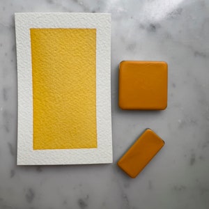 Medium Yellow | Handmade Watercolor | Half Pan | Quarter Pan