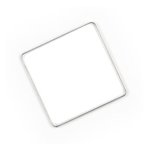 May include: A silver-framed square mirror with a white reflective surface.
