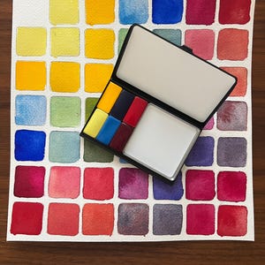 Split Primary Palette | Handmade Watercolors | Six Quarter pans in Metal Palette