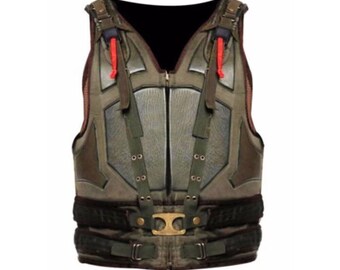 Fait main The Dark Knight Rises Tom Hardy militaire Halloween Green Bane gilet tactique motard veste en similicuir meilleur cadeau pour lui