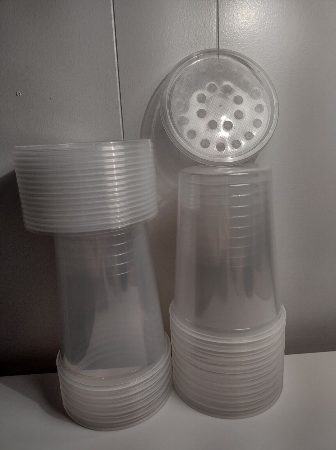 16 Cups and Fabric Vented Lids. Great for Fruit Fly Cultures, Plants