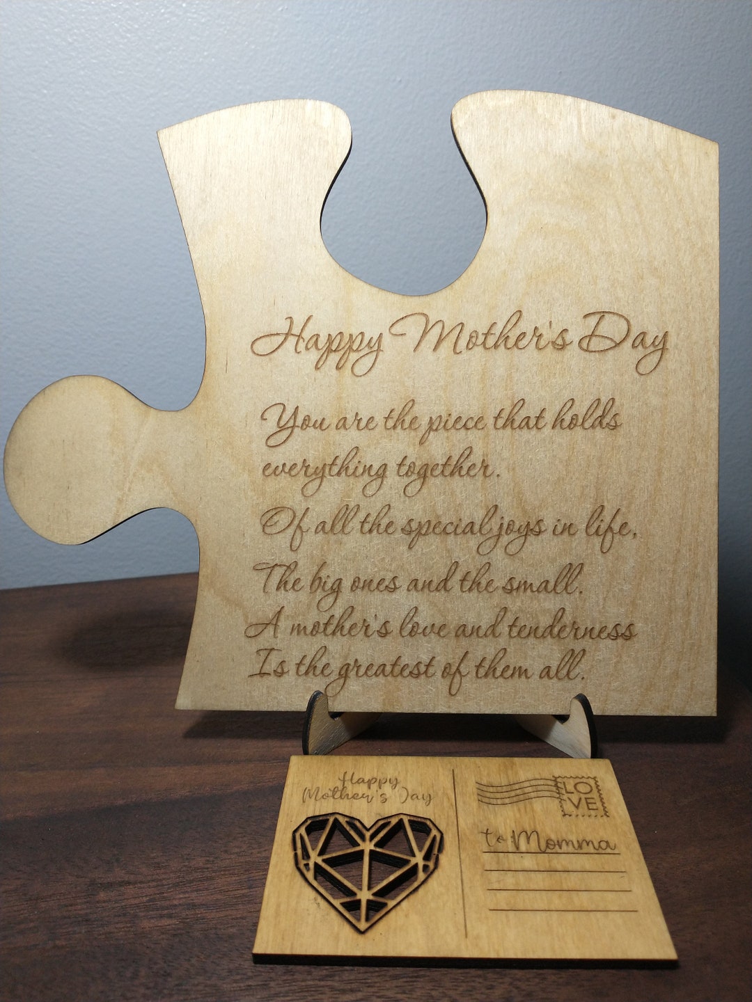 Mother's Day Puzzle Piece Poem Gift Lasered Birch Free - Etsy