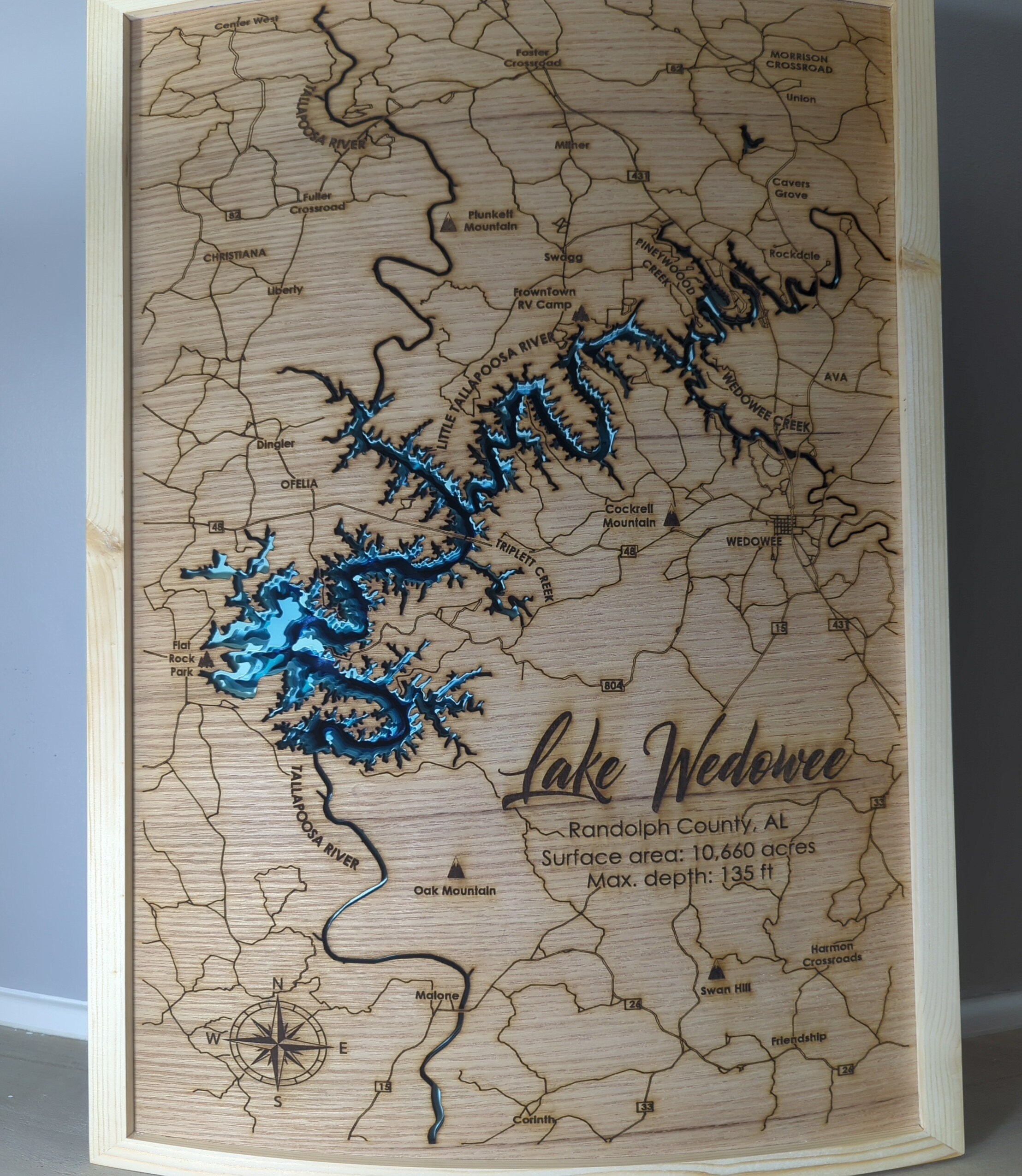 Lake Wedowee, Alabama. Layered, Hand Made and Painted. Etsy