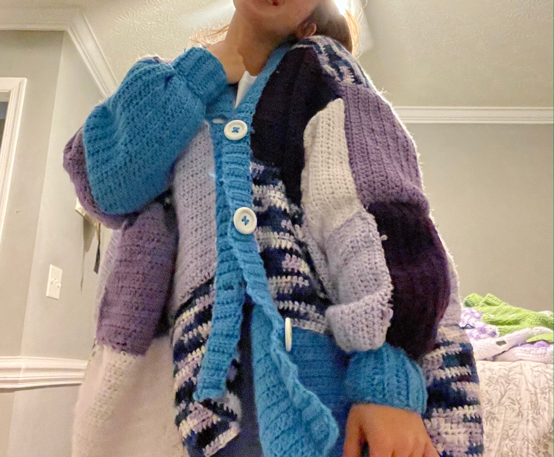 Patchwork Crewneck Cardigan main image 1