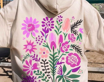 Floral Boho Hoodie: Cottagecore Botanical Sweatshirt