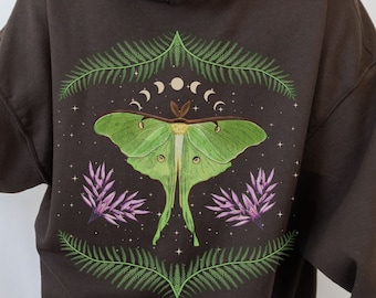 Luna Moth Hoodie: Cottagecore Goblincore Forest Sweatshirt