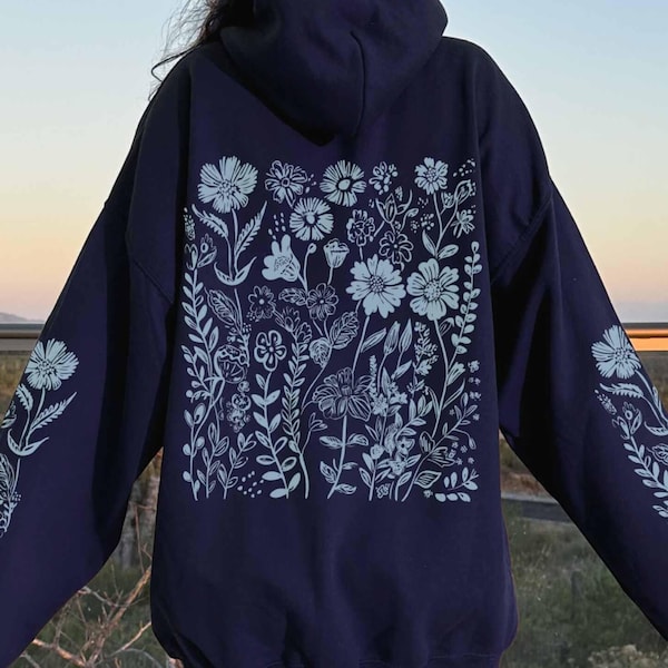 Sweat à capuche floral Camping Cottagecore | Vêtements Forestcore | Sweat botanique