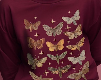 Moth Print Sweatshirt: Cottagecore Goblincore Crewneck